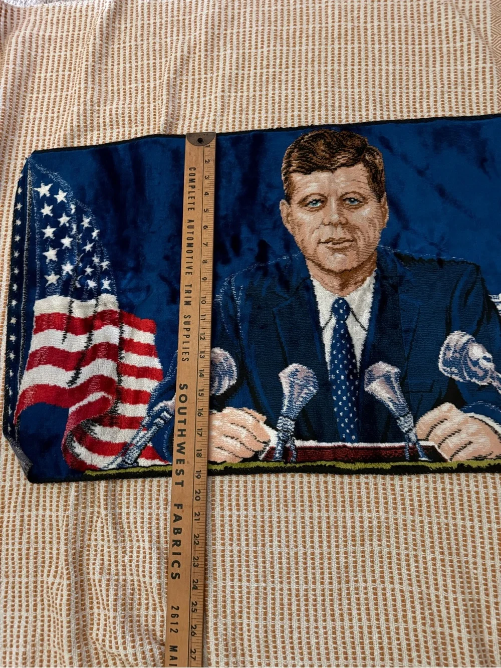 Vintage 1960s John F. Kennedy tapestry wall hanging